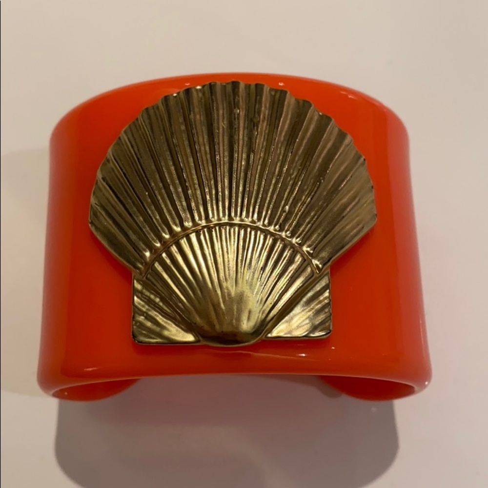 Mudpie Orange And Gold Shell Cuff